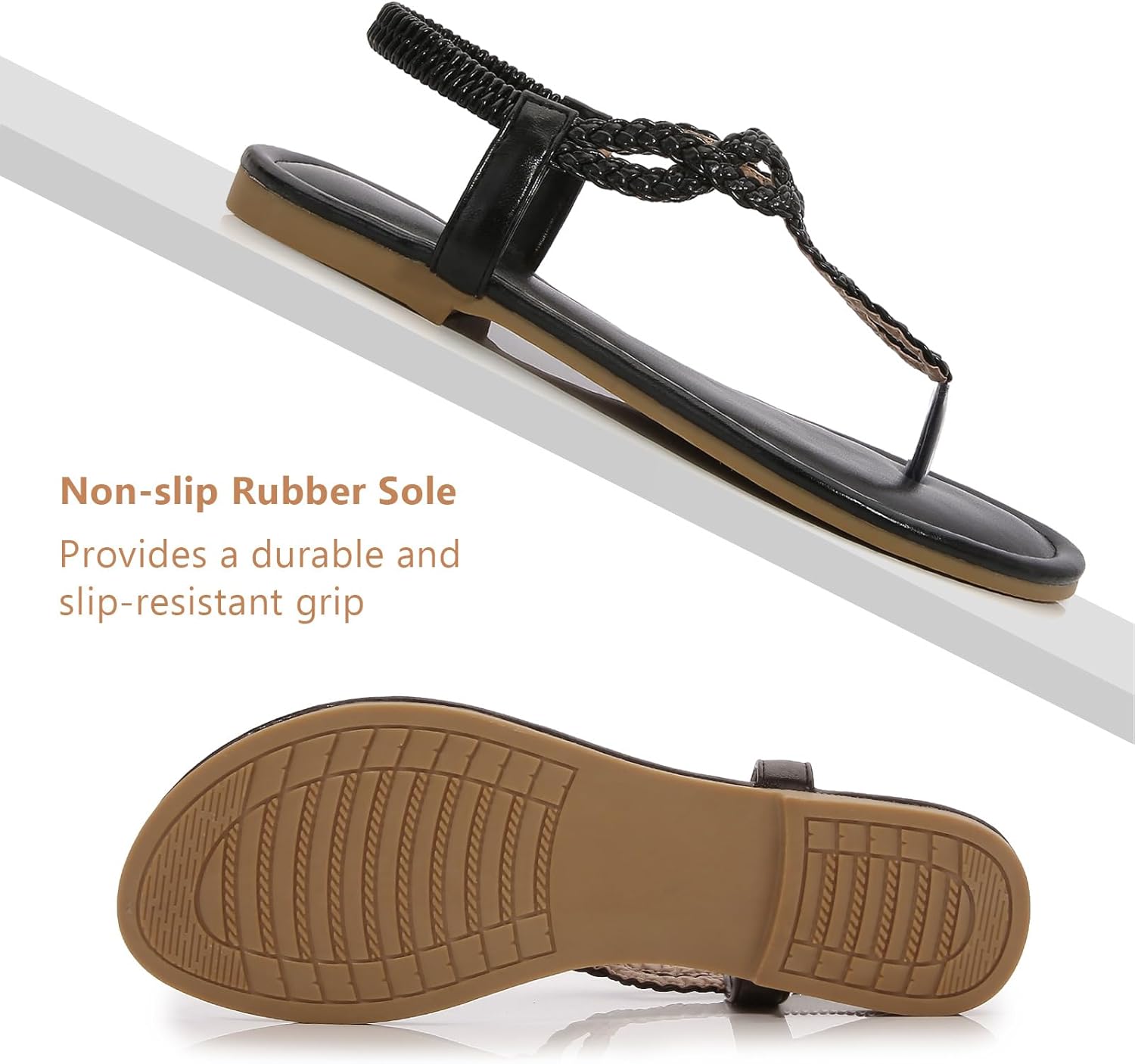 zeetoo Women's Flat Sandals Summer T-StrapThong Bohemian Casual Comfortable Dressy Sandals for Women - Image 5