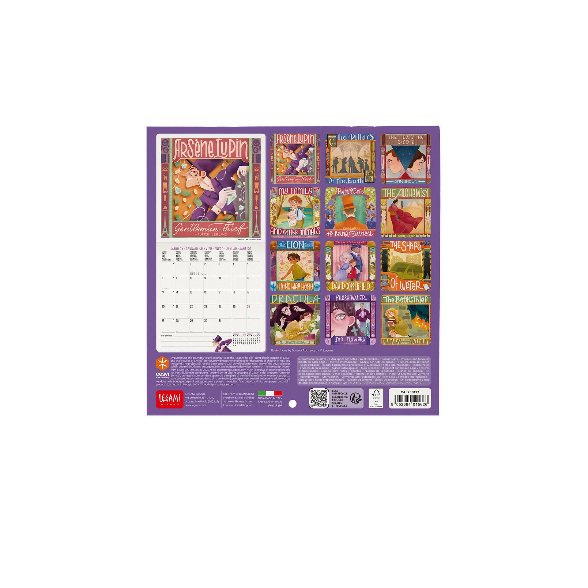 Calendrier Mural 2026 Legami 'Cats' - 18x18 Cm, 12 Mois, 6 Langues, Signes Du Zodiaque - 9