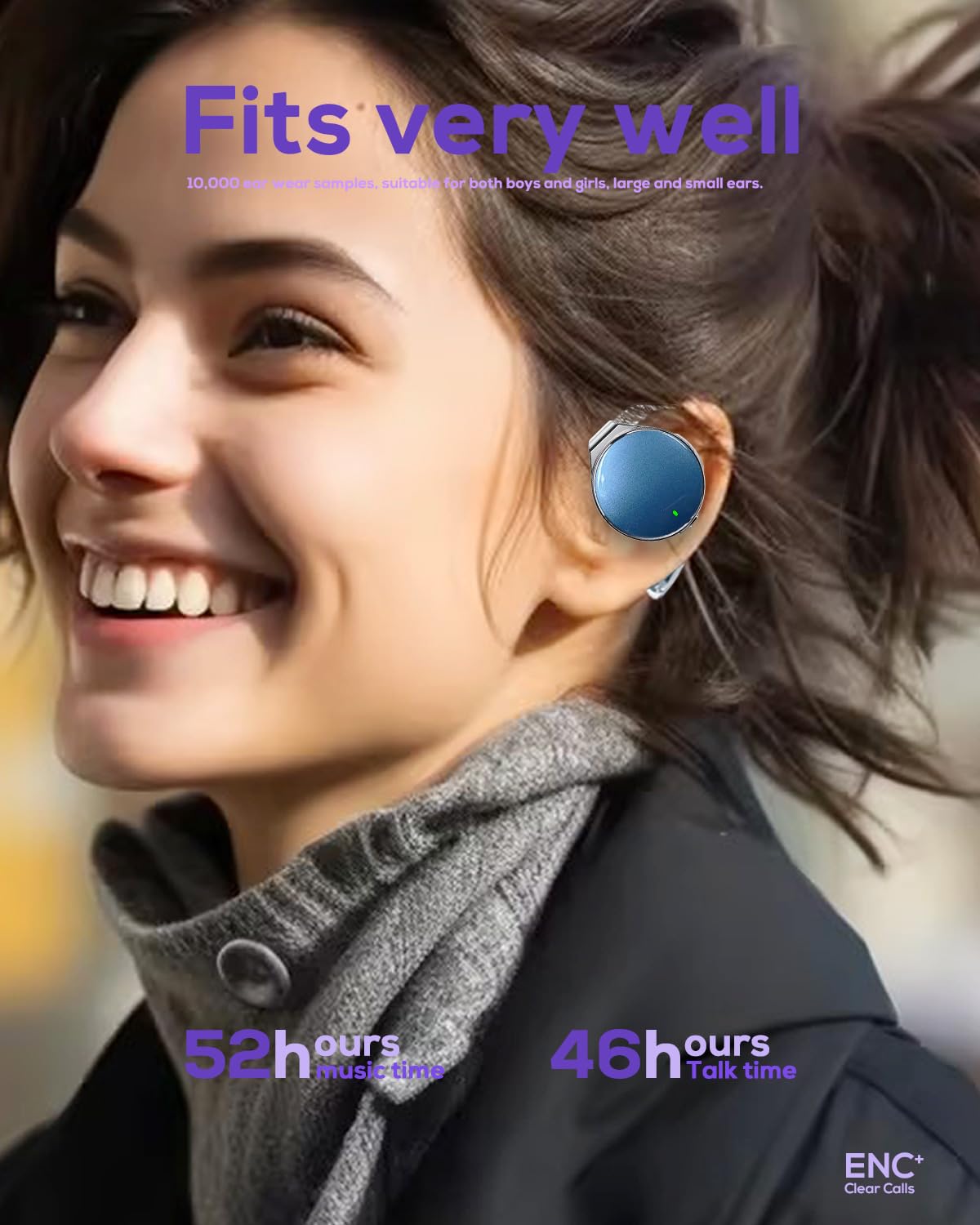 Deportes On-Ear Auriculares Bluetooth 5.4, Auriculares abiertos con cancelación de ruido, resistentes al agua para fitness y correr, 4 micrófonos, batería de larga duración para actividades al aire