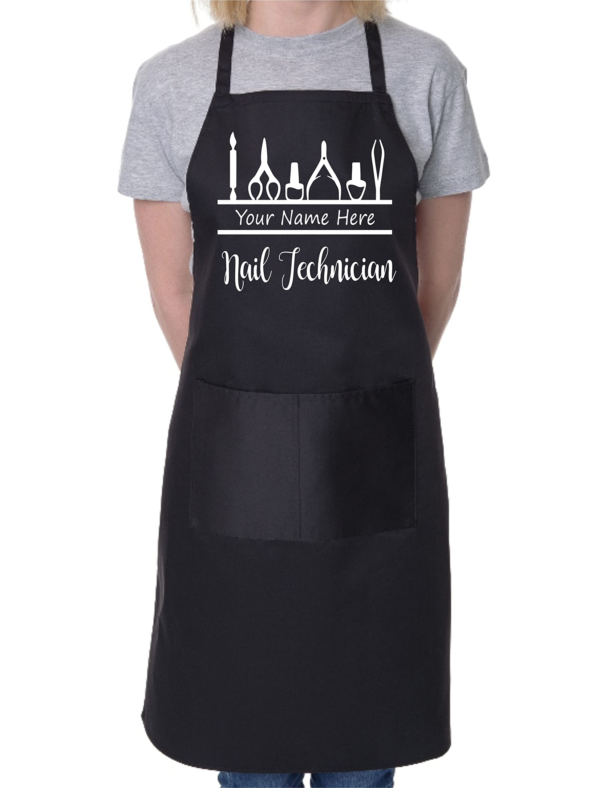 Print4U Personalise This Apron Nail Technician Add Name Or Company Name Here Black