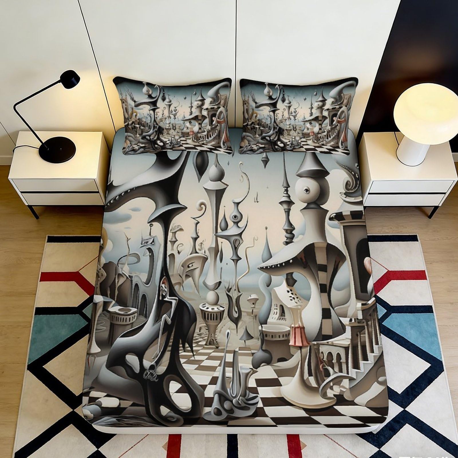 Pnayamiorkfel Style-9 3D Printed Surreal Fantasy Fitted Sheet Microfiber Soft Breathable Abstract Dream Mattress Cover For Bedroom Dorm Decor 90X200x25cm