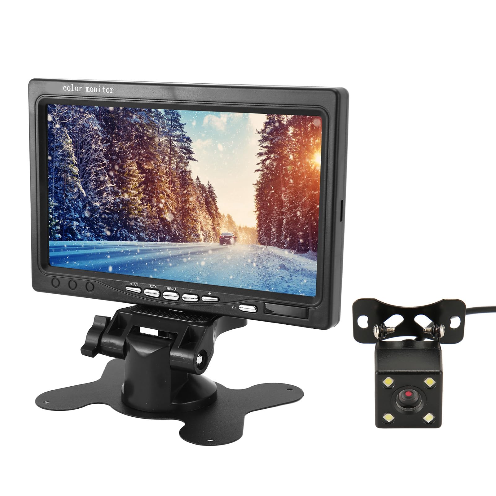 Cryfokt 7-calowy Monitor HD z kamerą Cofania Pojazdu Kolorowy Monitor LCD z Widokiem z Tyłu 1080P z Pilotem do Przetworników RV, wodoodporność IP69