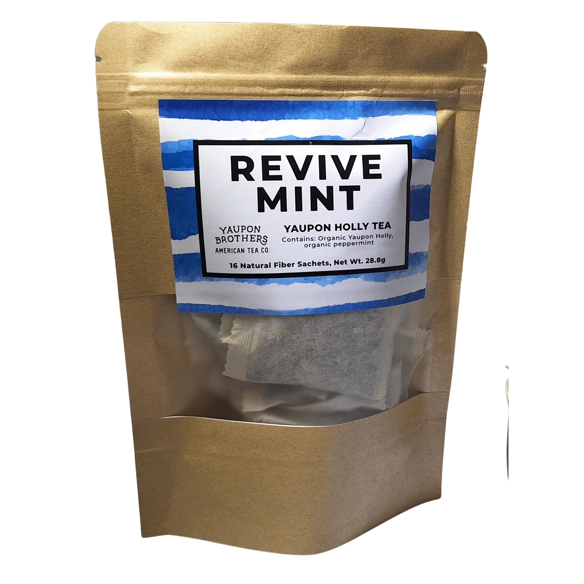 Revive Mint Yaupon Tea – Yaupon Brothers – Wild-Crafted, Naturally Caffeinated – Antioxidant-Rich – Florida Grown Superfood – 16 Natural Fiber Tea