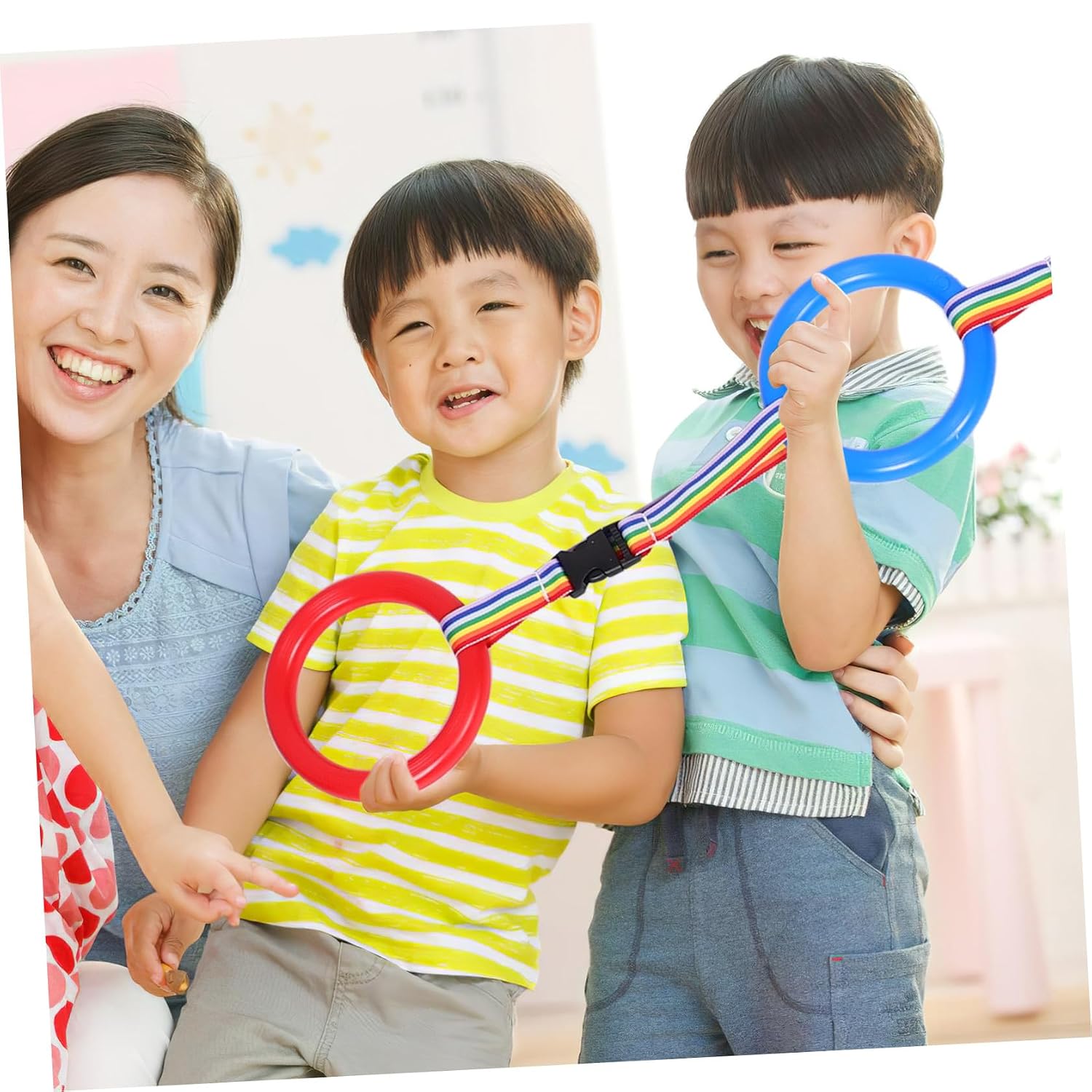 BESPORTBLE 12pcs Leash and Safety Reins with 12 Colorful Rings, Anti-Lost Wrist Link for Preschool Outdoor Walking and Daycare Group Training