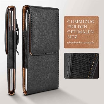 moex Plug Case Compatible with BlackBerry Q10 Case with Belt Clip, Mobile Phone Belt Case Made of Vegan Leather, Mobile Phone Case for Pockets, Foldable Protective Flip Case Black