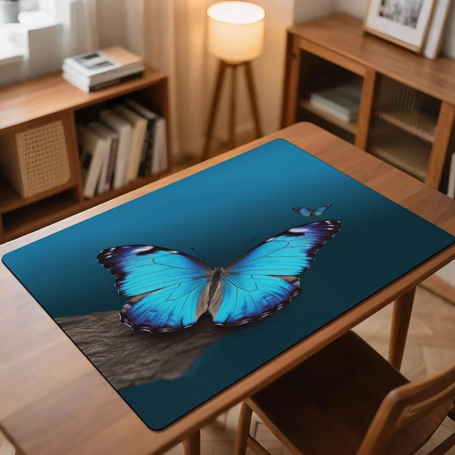 Beautiful Blue Butterfly Drying Mat for Kitchen Counter 30x40 inch, Diatomite Dish Drying Mat, Non-Slip, Absorbent Dish Drainer Pad for Coffee & Utensils, Kitchen Decor Mats