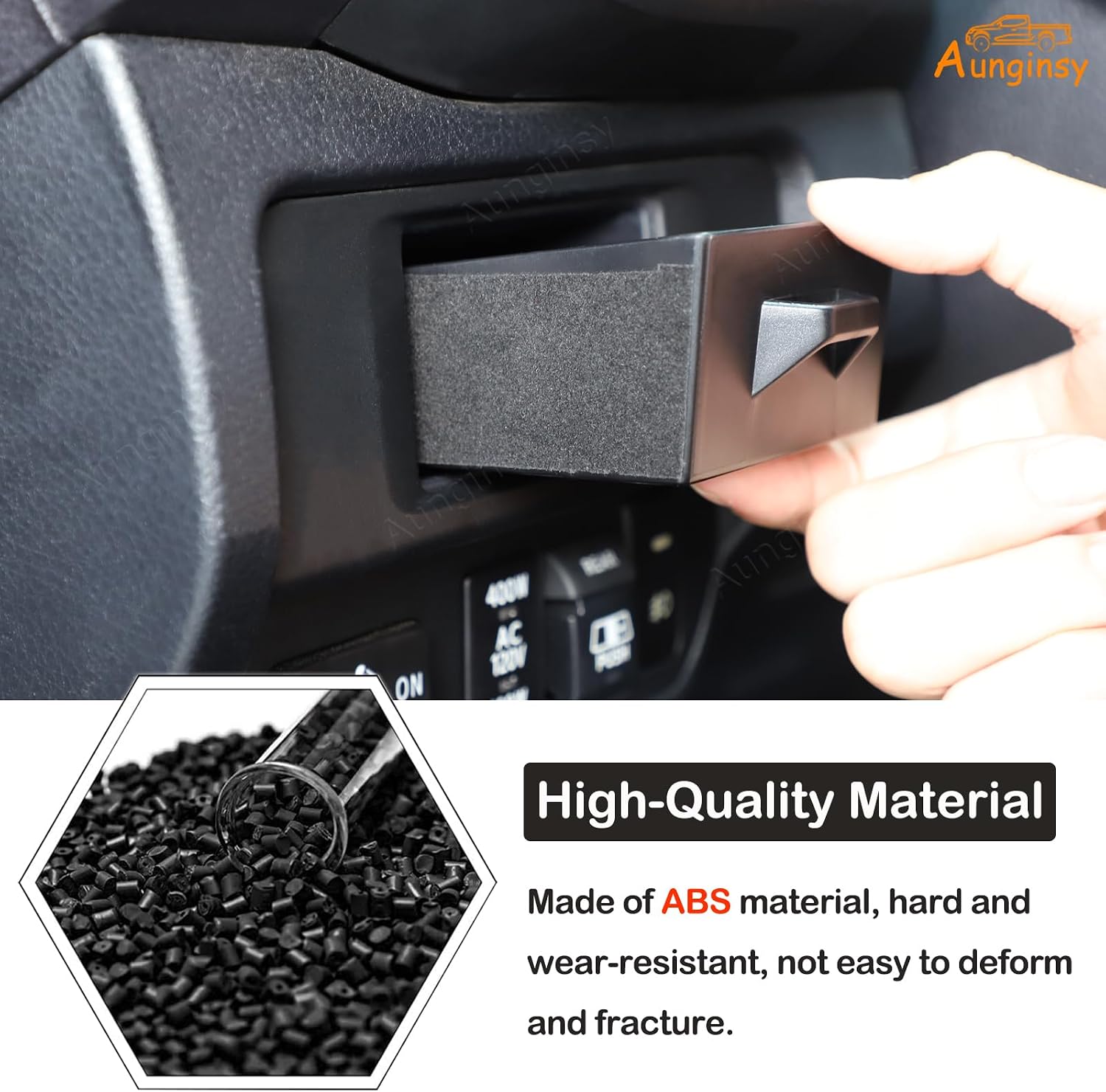 Aunginsy Car Center Console Storage Box Compatible with Toyota Tacoma 2016-2023 Truck Upgrade Drivers Side Cubby Drawer Organizer Tray Coin Key Card Holder Insert Expander Box ABS Interior Accessories