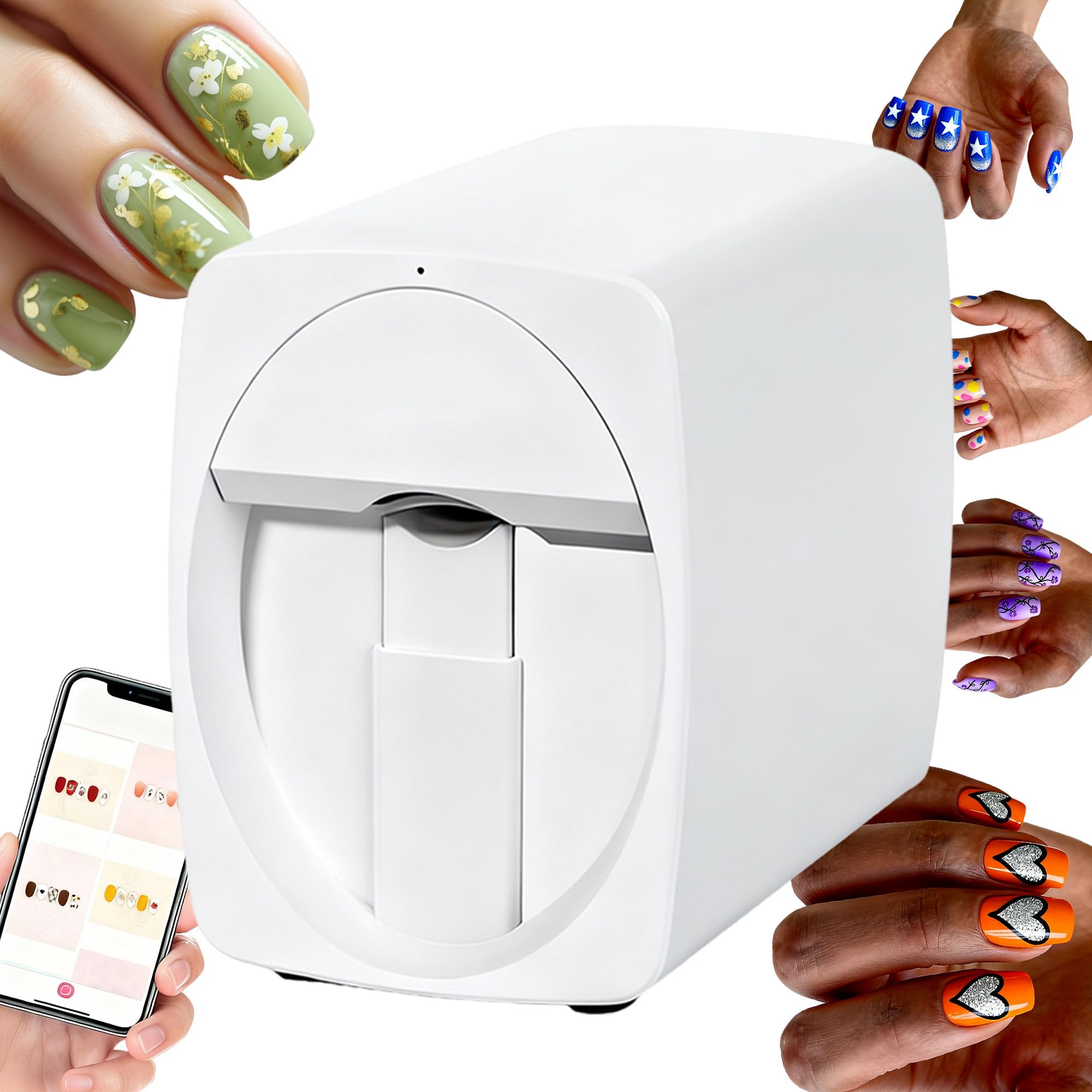 Stampante per Unghie Gel, Stampante per Unghie Portatile, Supporto WiFi/DIY/USB, Stampante per Unghie con App, Stampante per Unghie Professionale, per DIY,Studi per Unghie White