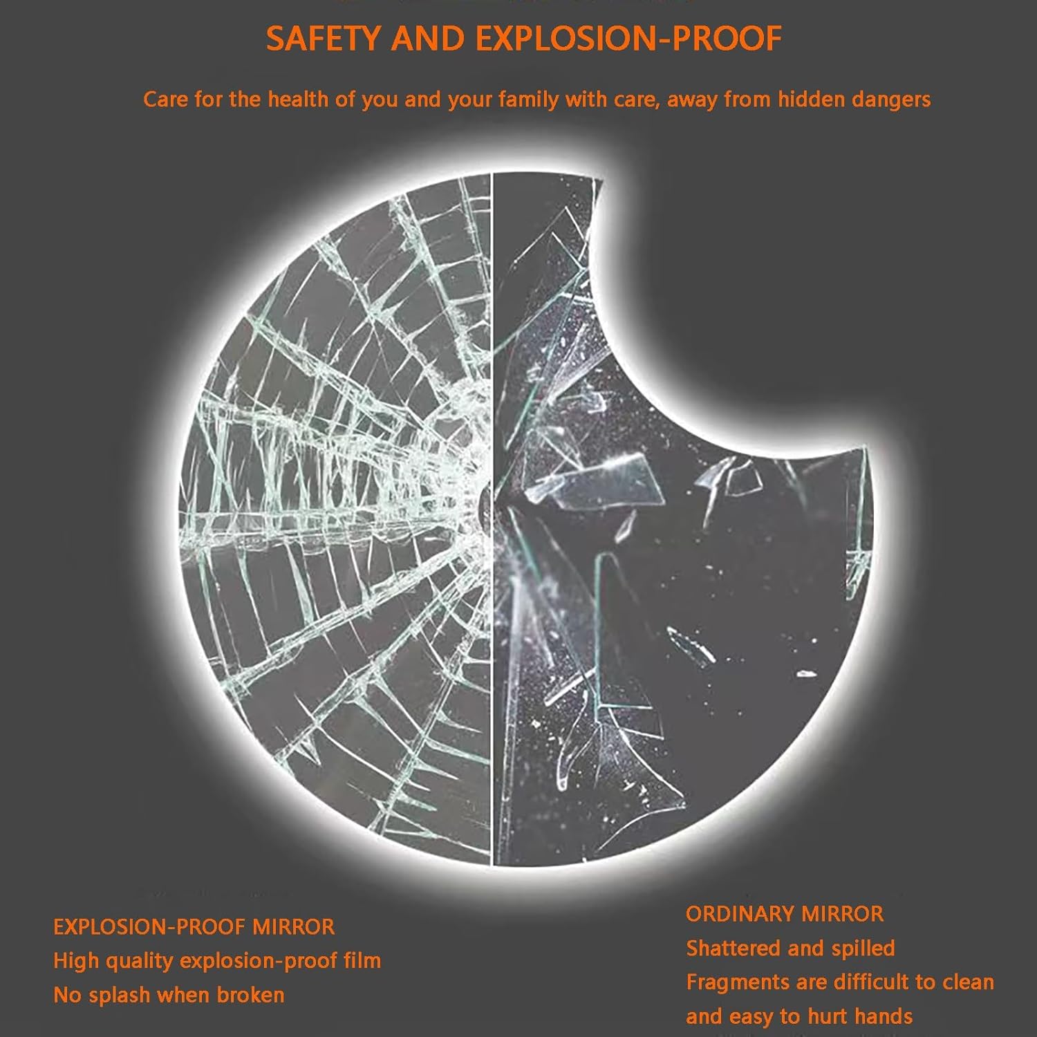 Irregular Crescent-shaped LED Wall Mirror With Light, 3-color Light + Adjustable Brightness, Asymmetrical Backlit Bathroom Mirror, HD Lighting Vanity Mirror, Waterproof/Explosion-proof ( Size : 80cm/3