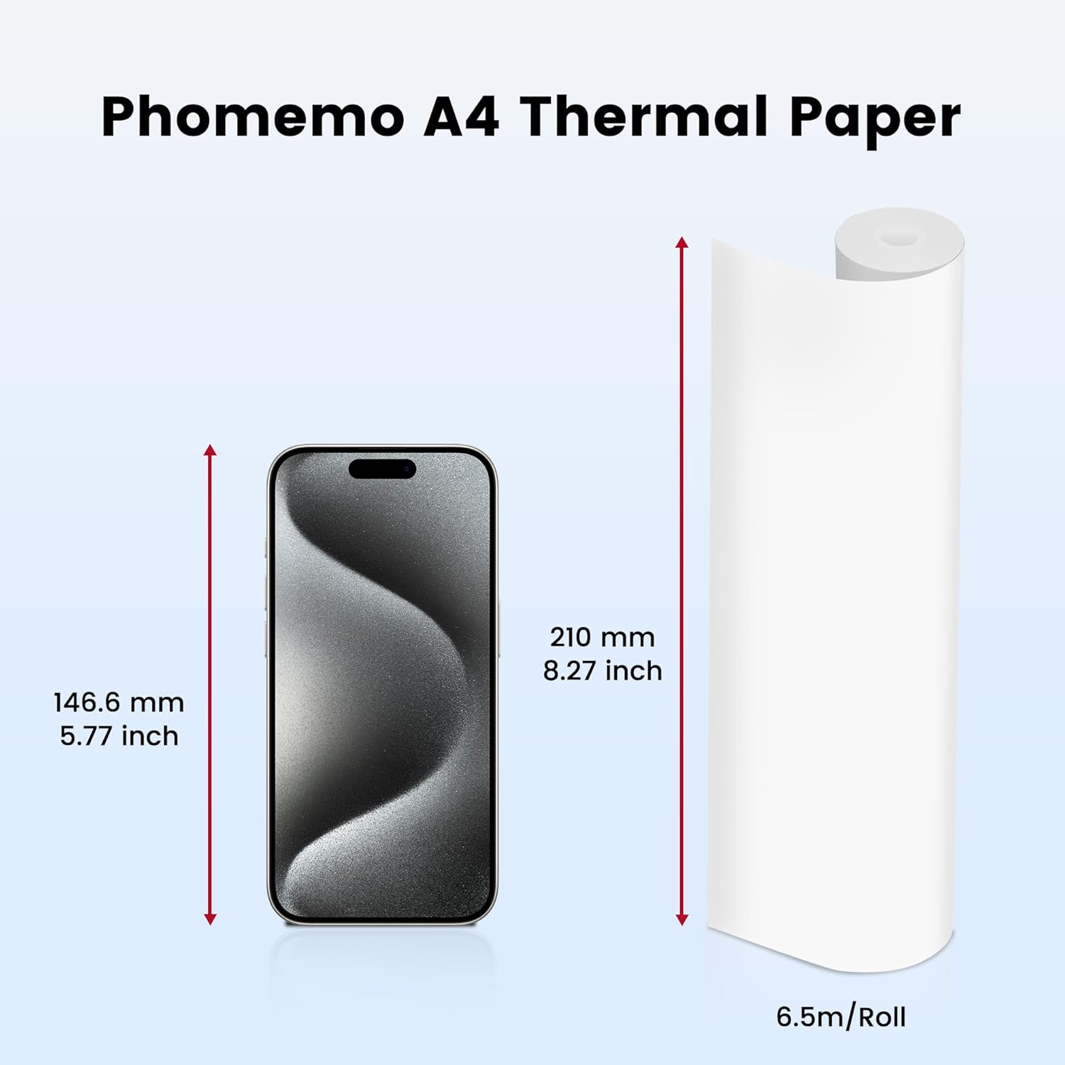 Phomemo A4 Thermal Printer Paper 4 Rolls, 210x297 mm, BPA Free, Compatible with Phomemo M832/M834 Portable Printer for Travel, Home, Photo, Invoice, Contract, 20 Sheets/Roll 5