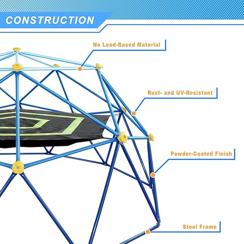 Miniatura 5 de YuAnWe Cúpula de escalada de 10 pies con toldo, escalador geométrico para niños de 3 a 12.1000 libras de capacidad, acero resistente al óxido y a