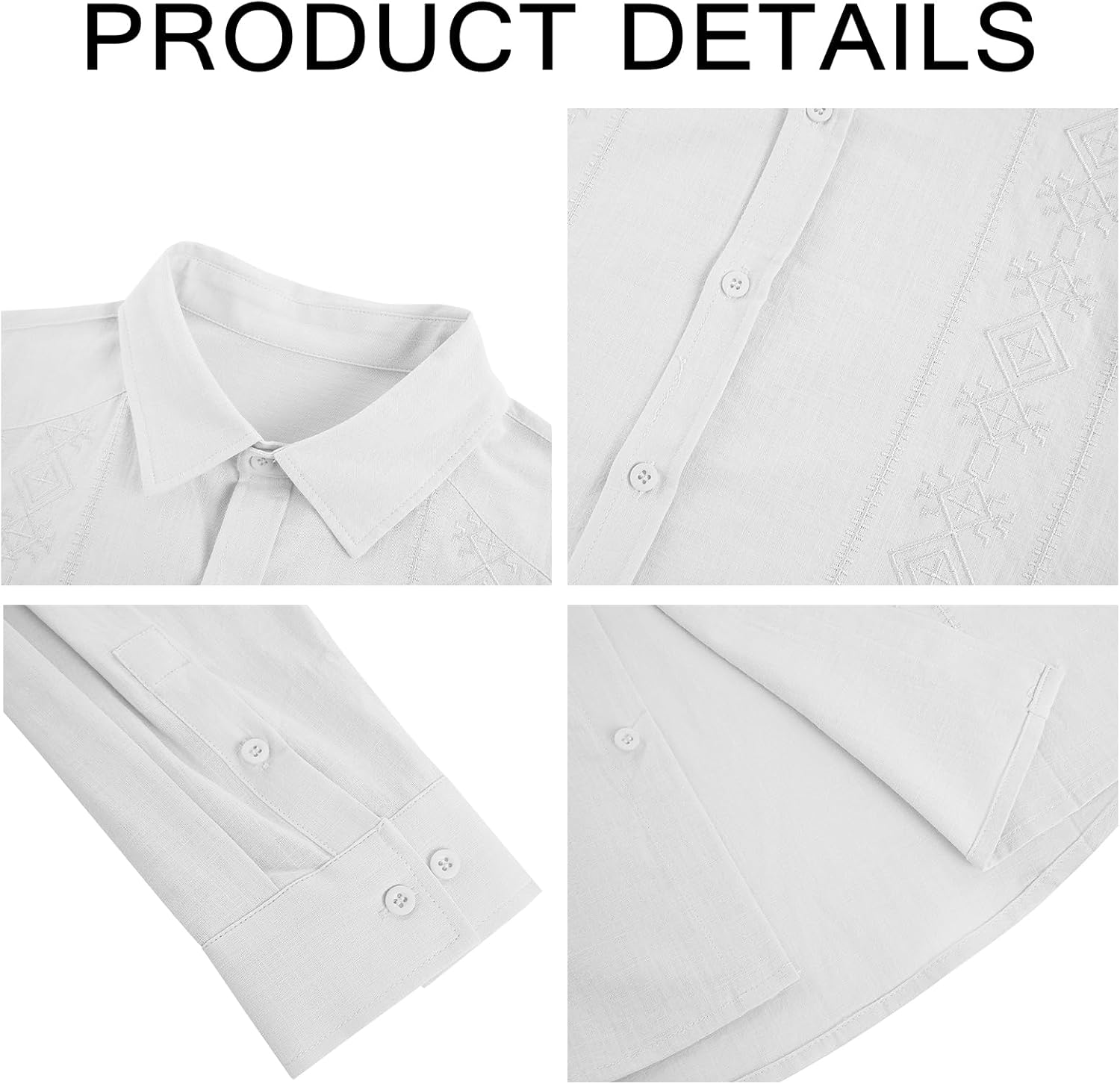 Makkrom Men's Casual Cotton Linen Button Down Shirts Cuban Guayabera Shirt Long Sleeve Summer Beach Tops - Image 5
