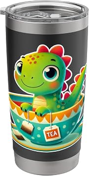 Tea-rex Cute T-rex Dinosaur Teacup Funny Dino Pun Stainless Steel Insulated Tumbler