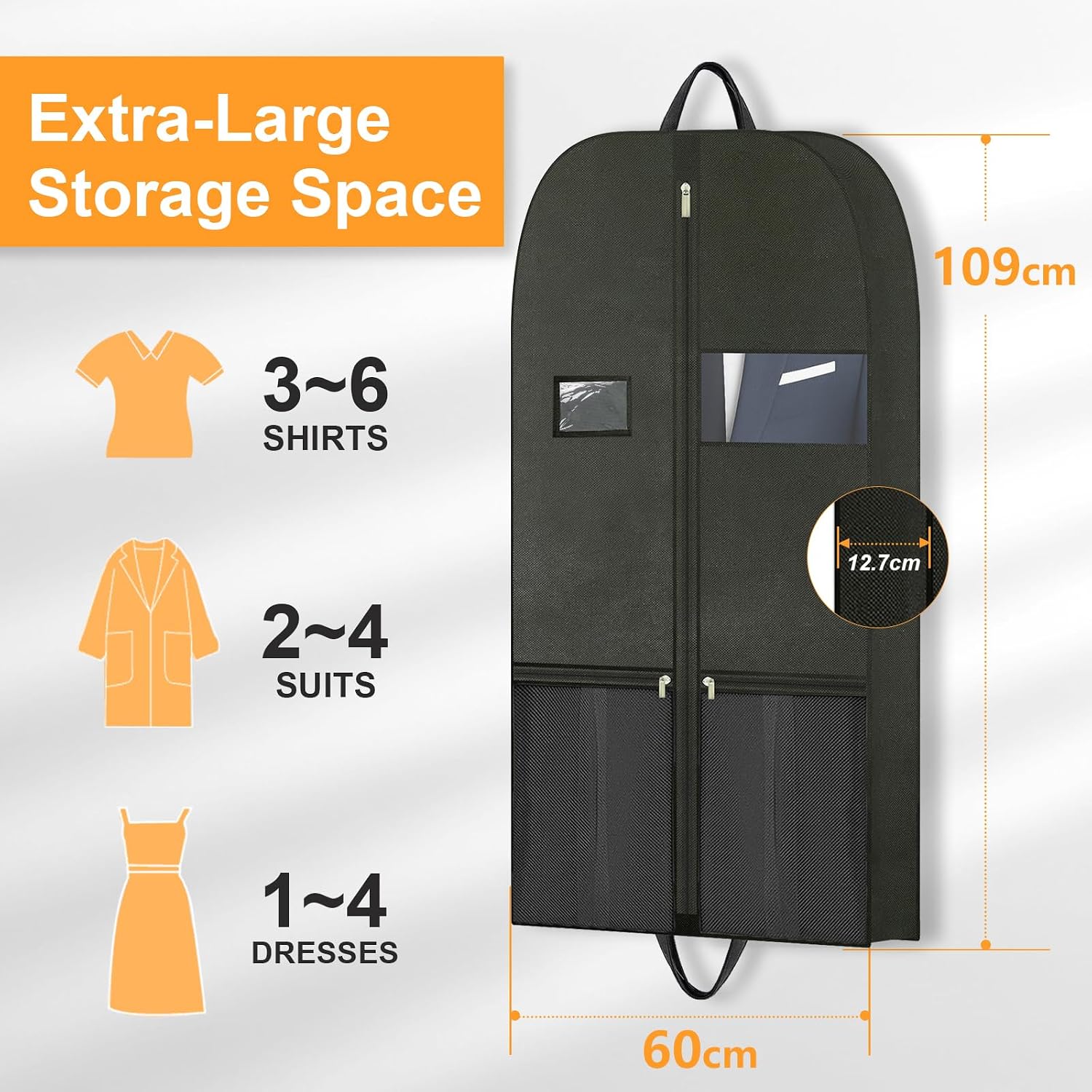 Travel Garment Suit Bag 43" for Hanging Clothes Storage for Men Suits Shirt image 2