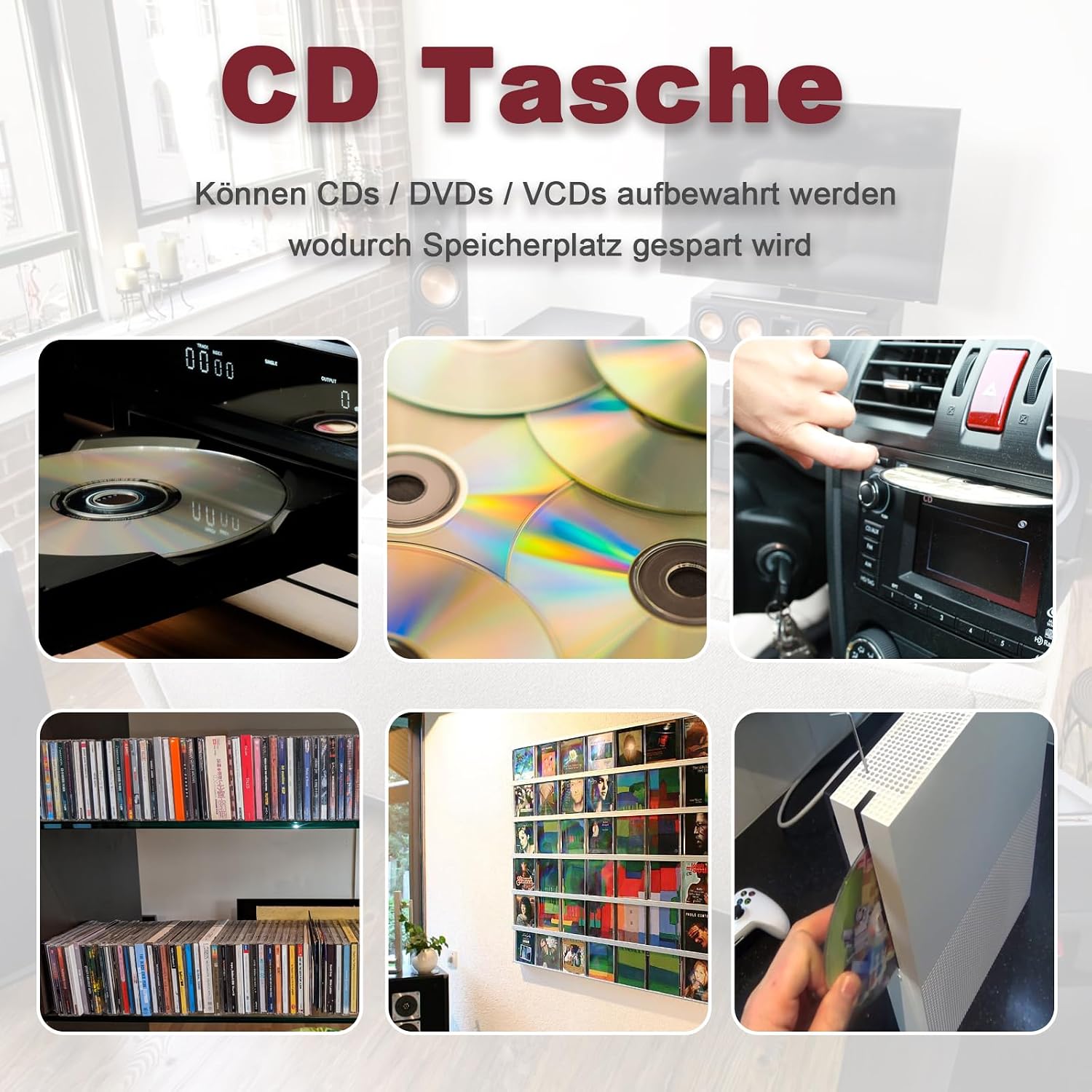 Etui na płyty CD/DVD/VCD, czarne, 80 CD, tworzywo sztuczne, 28,2 x 15,5 x 6,2 cm, organizer na płyty ochronne do podróży samochodem