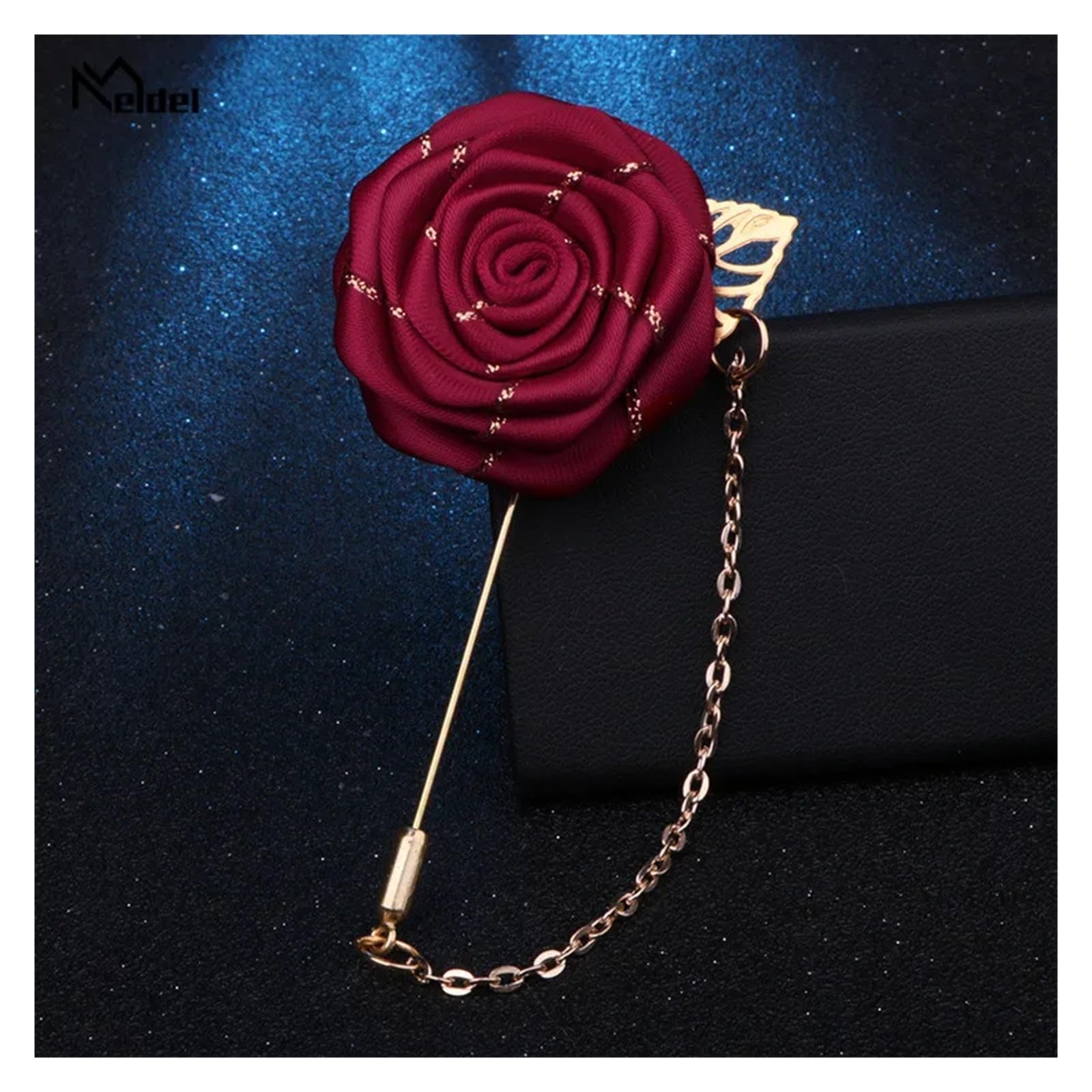 MQFBNNP Wedding boutonniere Groomsmen Lapel Pins Wedding Corsage Boutonniere Pin(Deep red)