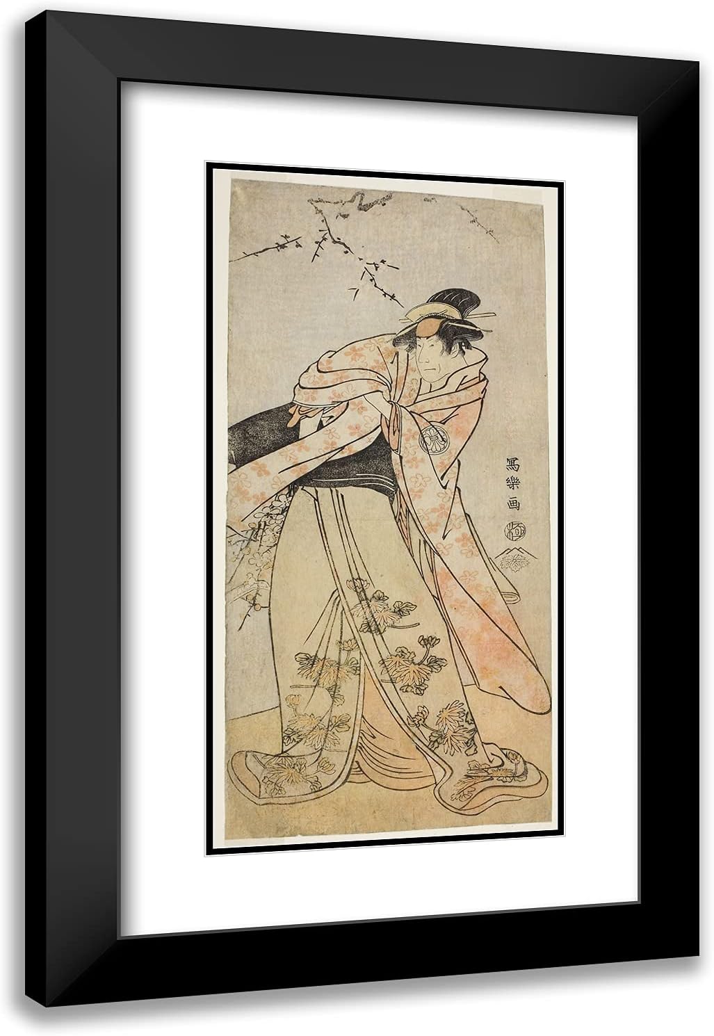 ArtDirect Toshusai Sharaku 16x24 Black Modern Framed and Double Matted Art Print Titled The Actor Segawa Kikunojo III as Shirabyoshi Hisakata of Miyako Kujo (Sandai-me Segawa Kikunojo no Miyako Kujo n