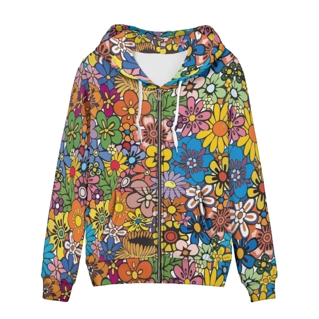 Gzzxiailg Zip up Trendy Hoodies for Women Novelty Graphic Long Sleeve Hooded with Pocket Sweatshirt Jacket Pullover XS-5XL