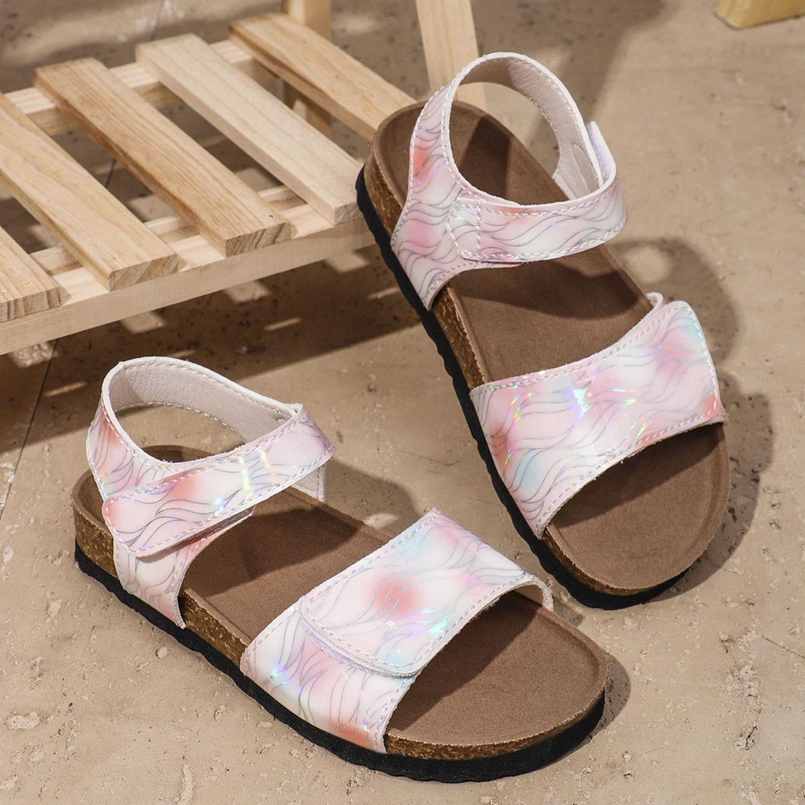 MMRTDJDR Generisch Sandalias de Verano para Niña con Estampado, Zapatos Informales Cómodos para Actividades al Aire Libre en la Playa, Zapatillas Ligeras para Correr en Estilo Primavera