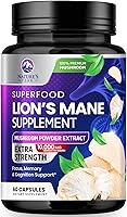 Vista 1 de Lions Mane Supplement Capsules 10,000mg - 10:1 Extract - Extra Strength Lion’s Mane Mushroom - Superfood for Memory & Focus Support, Brain, Immune