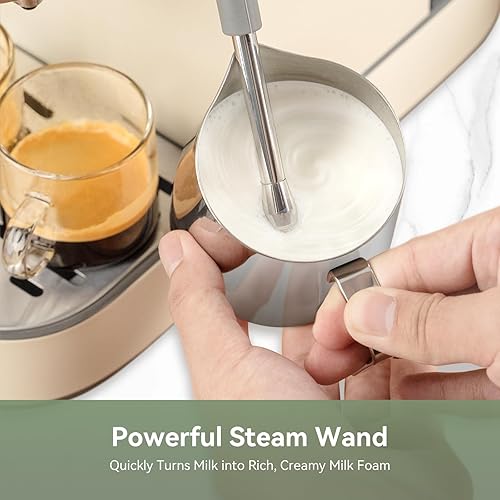 Miniatura 5 de Gevi Máquina de café expreso de 20 barras con molinillo de fresas  35 ajustes precisos de molienda  Espumador de leche para capuchino con leche  Kit