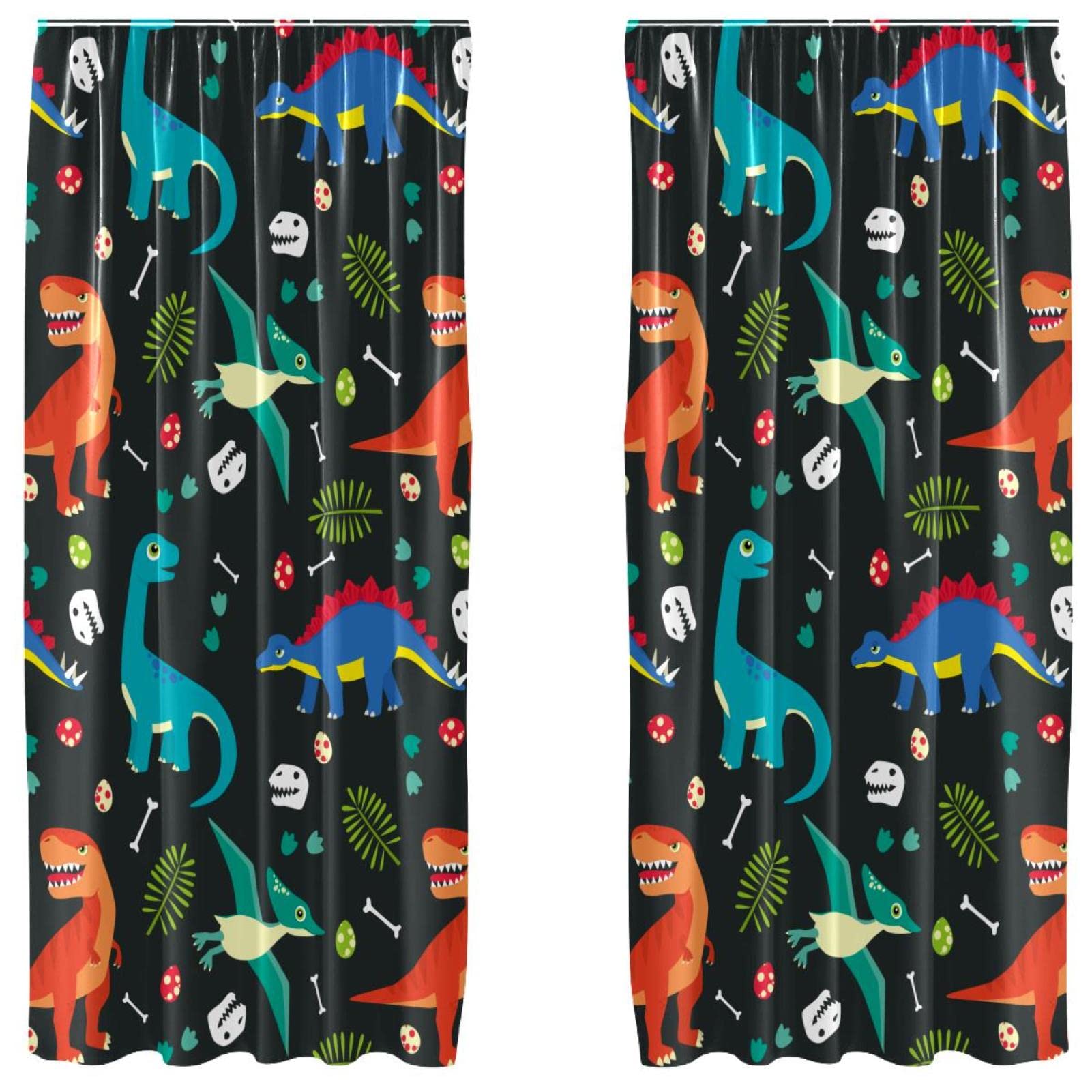 Cortinas de dinosaurio (55x84") para habitación infantil: pack de 2 paneles para sala