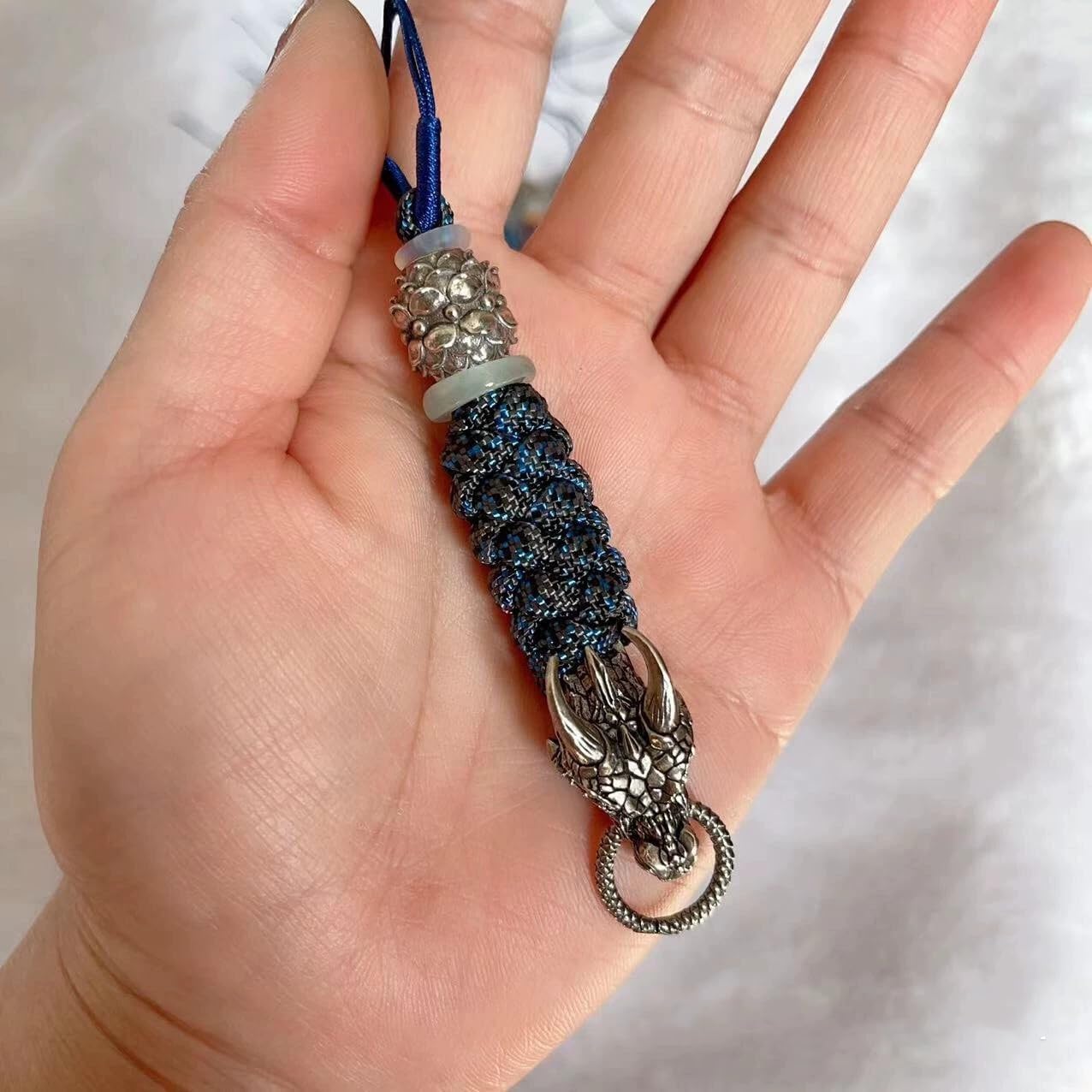 Dragon Head Braided Rope EDC Bead DIY keychain Paracord Keychain Bead,Lanyard Bead,Brass Charms