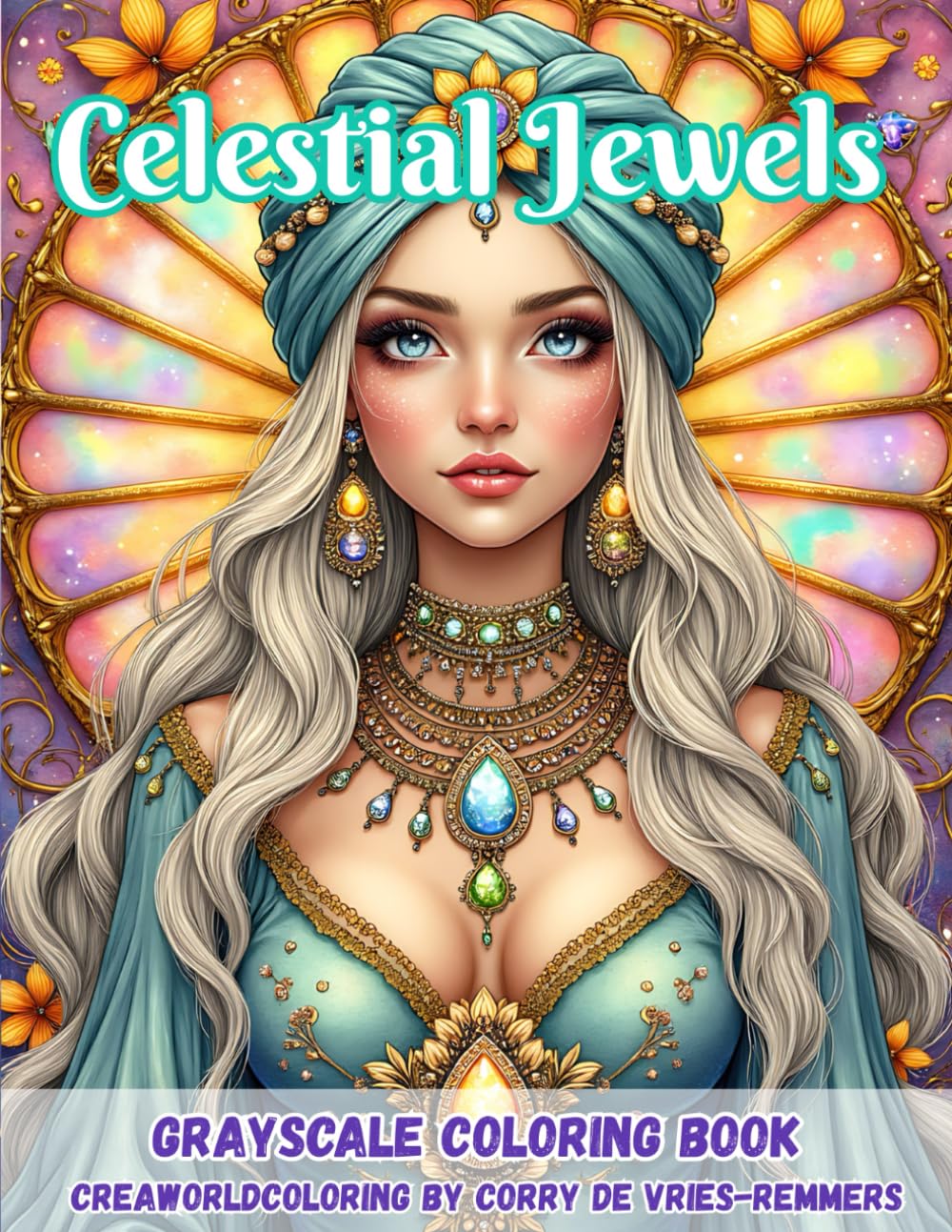 Celestial Jewels: A Radiant Fantasy Coloring Journey of Cosmic Beauty & Gems