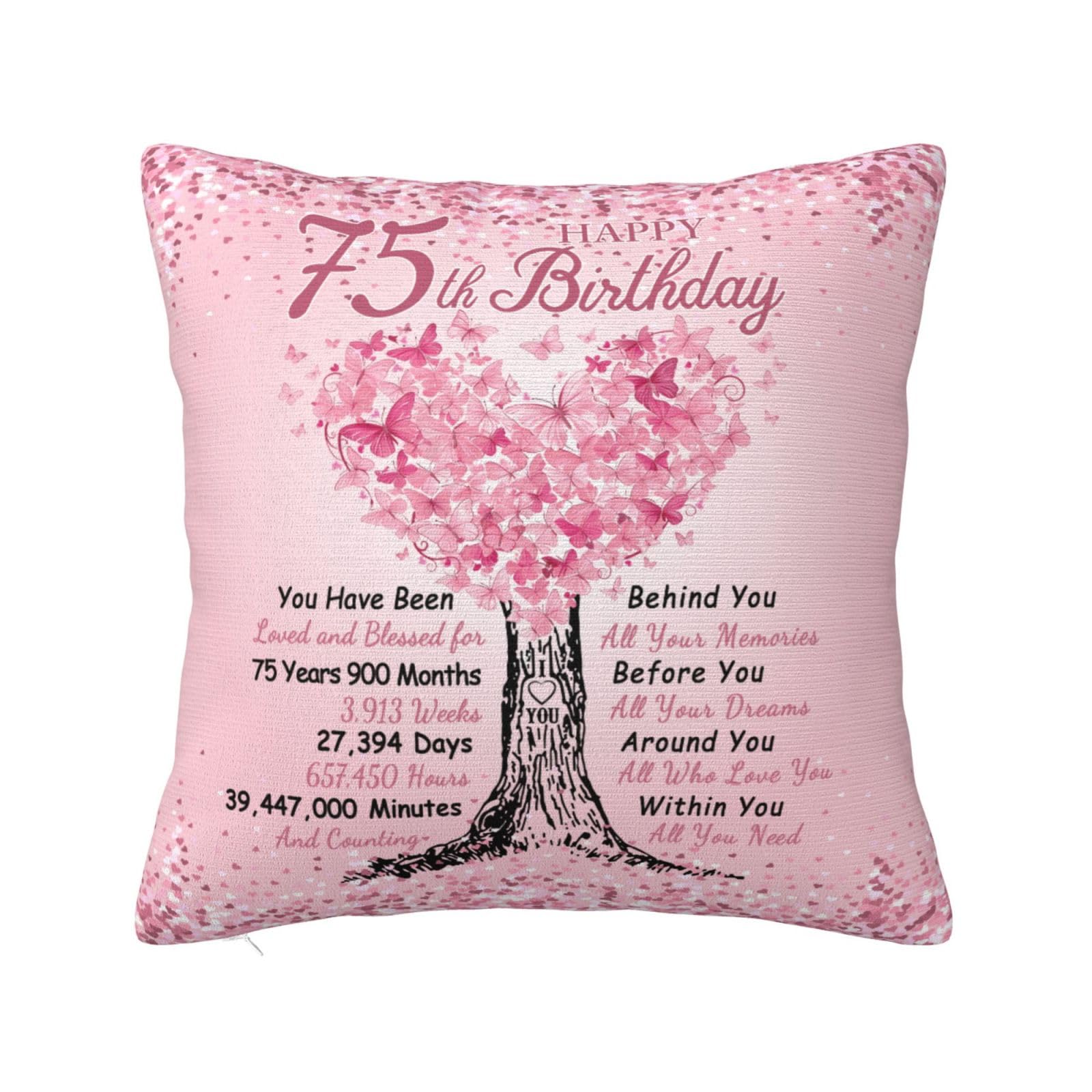 SUBORD 75th Birthday Gifts for Women18x18 Pillow Cover, 75 Birthday Decorations for Women Grandma Mom Wife Sister Aunt Friend, 75 Year Old Birthday Gifts for Women โ image 1