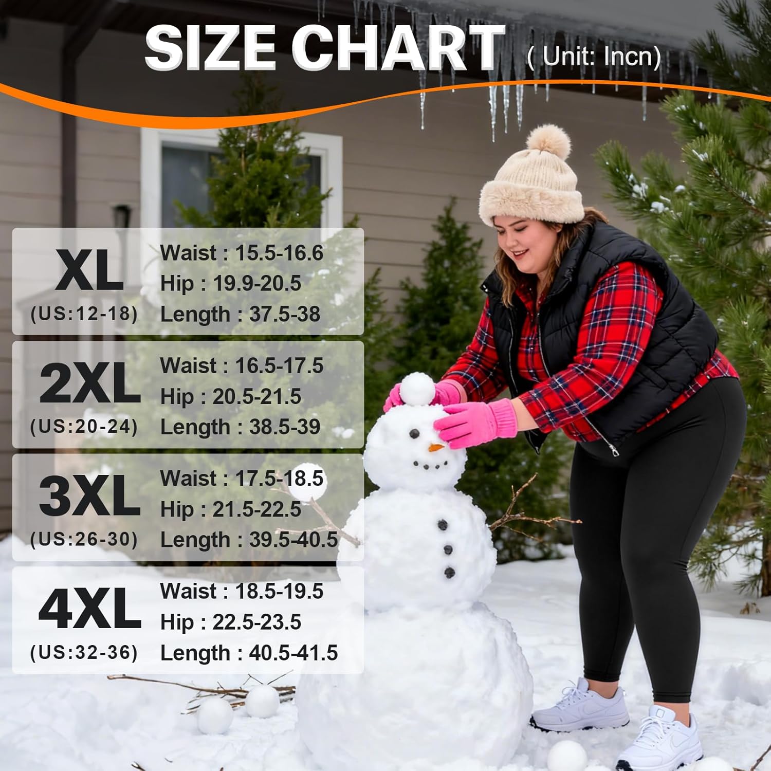 Plus Size Fleece Lined Leggings Women - Thick Soft Black Tummy Control Thermal Warm Velvet Winter Pants for Women - Image 5