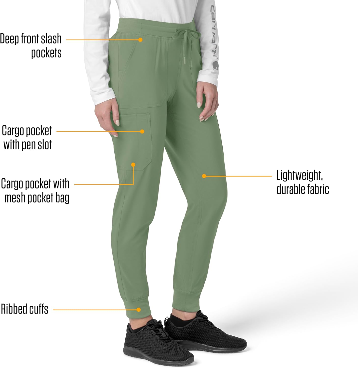 Carhartt Women's Force Cross-Flex Modern Fit Cargo Jogger Scrub Pants - Image 4
