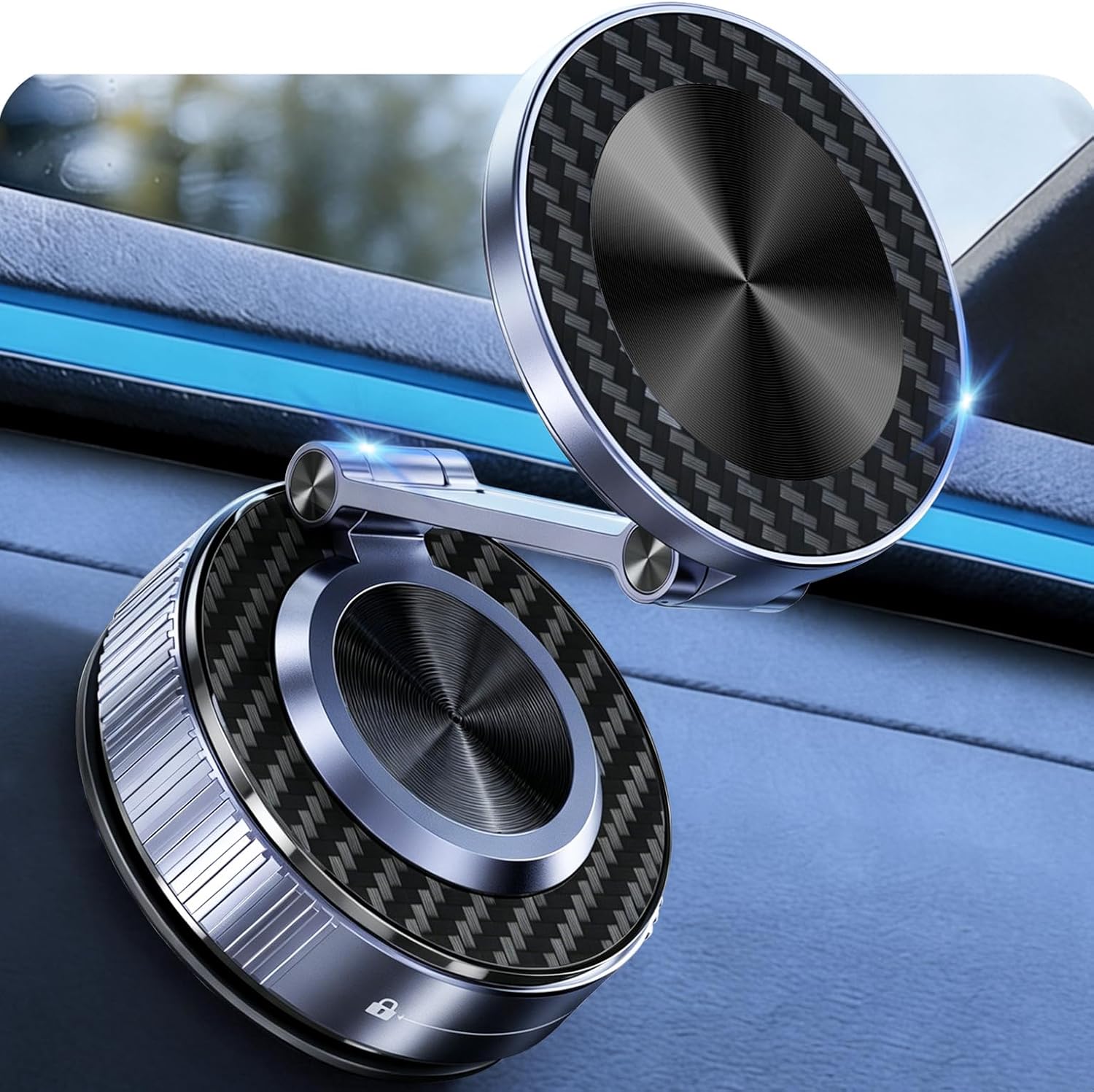 for MagSafe Car Mount [Strongest Suction Cup & Magnet] 780° Vacuum Magnetic Car Phone Holder for Your Car/Truck/Gym/Mirror Cell Phone Car Dashboard Bracket for iPhone & Android, Metal Stand Rotor