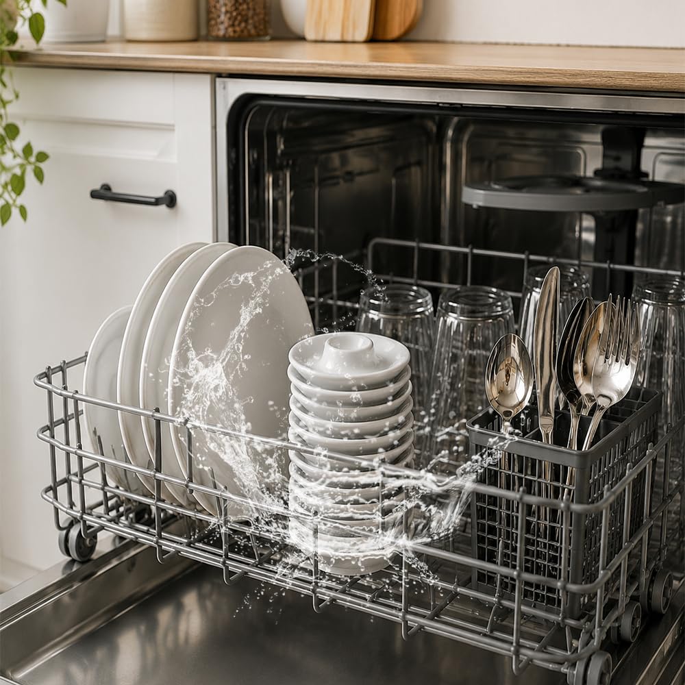 Lot de 12 coquetiers en céramique blanche empilables, passent au lave-vaisselle, coquetiers ronds de haute qualité pour petit déjeuner, table à manger et camping