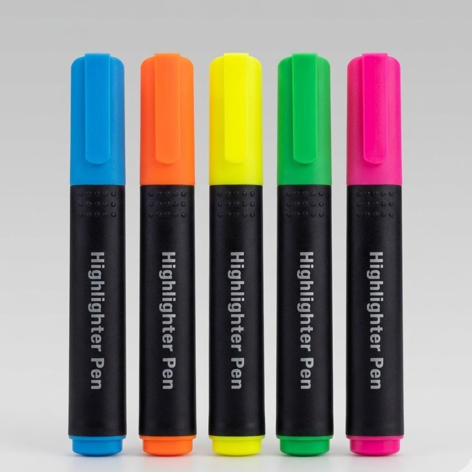 5Pk Highlighter Pens Set – Fluorescent Markers for Office, School, Home, Study Notes, Journaling, Colouring, Text Highlighting, Memo Writing, Refillable, Smooth Ink, Multicolour Markers