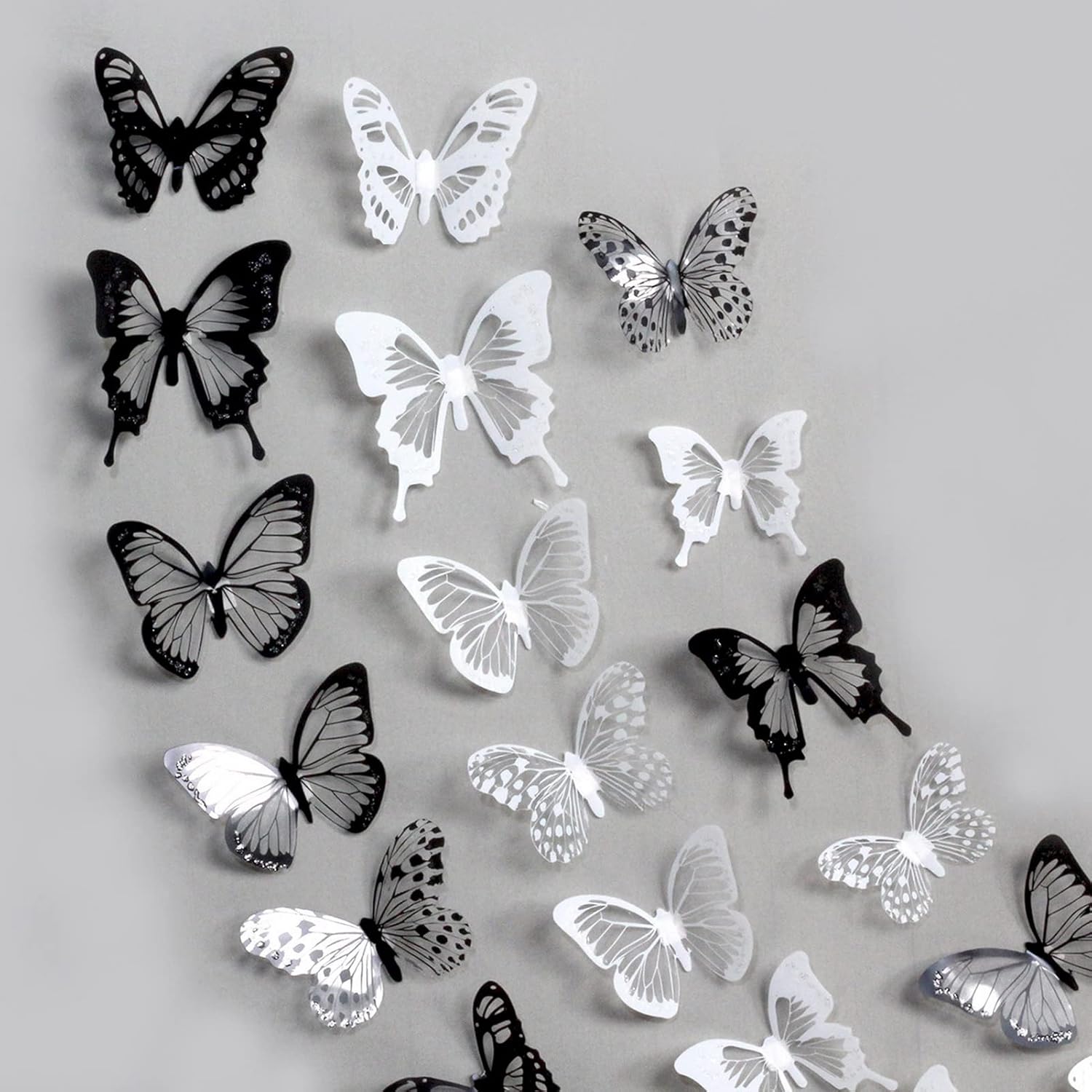 Bigougem 18Pcs Wall Stickers 3D Double Layer Butterfly Wall