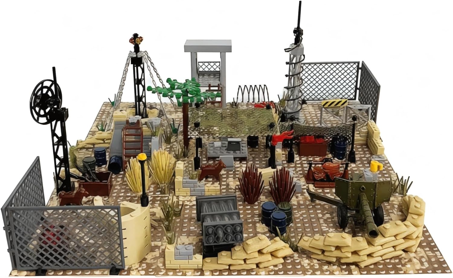 General Jim's Battle Scene Military Base Building Blocks Fort Set - 399 Pieces Historical Building Block Model Set | Includes Vehicles, Forts and Soldiers