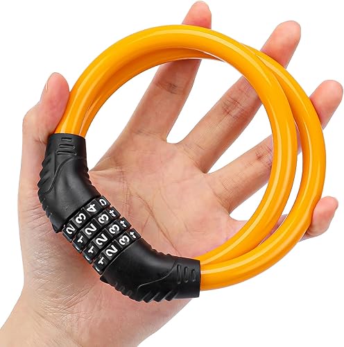 KALIONE Candado de cable de bicicleta de combinación, cerradura de bicicleta reajustable de 4 dígitos, cerradura de bicicleta de alta resistencia,