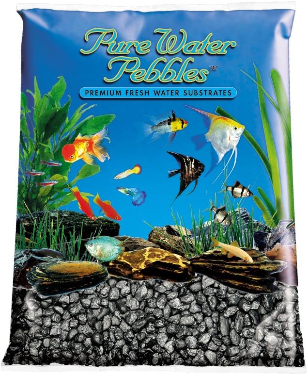 Pure Water Pebbles Aquarium Gravel, 25-Pound, Black Frost