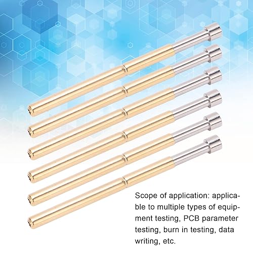 Miniatura 4 de 100 pines de prueba cargados por resorte, sondas de prueba de PCB de cabeza cóncava, pasadores de latón Pogo de 0.080 in0.1 pulgadas de diámetro de