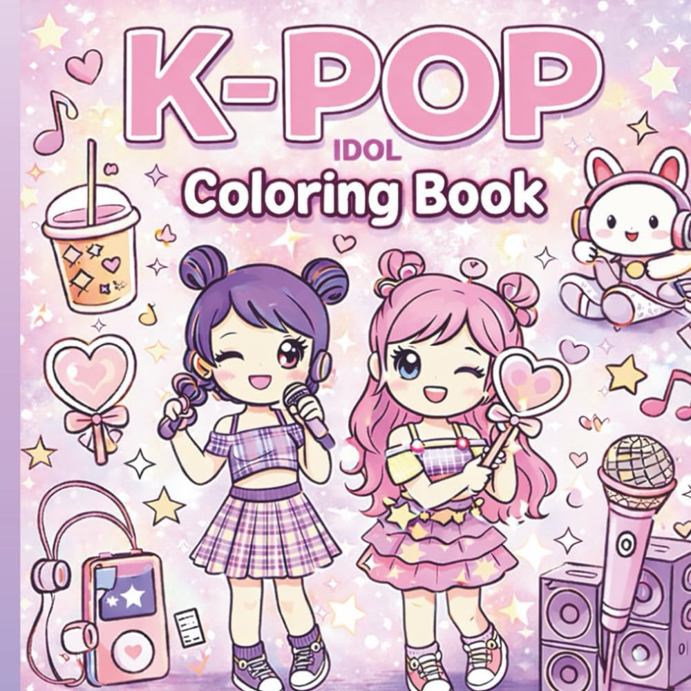 K-Pop Coloring Book: Stylish Coloring Pages Inspired by K-Pop Idols, Stage Fashion, and Music Culture for Teens and Kids