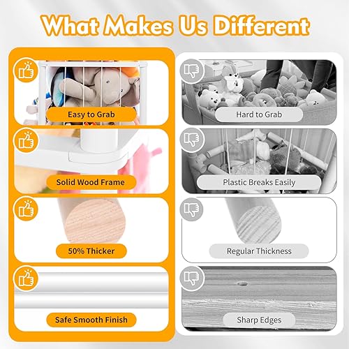 Miniatura 4 de Organizador grande de almacenamiento de animales de peluche, zoológico de almacenamiento de animales de peluche de madera, soporte para juguetes,