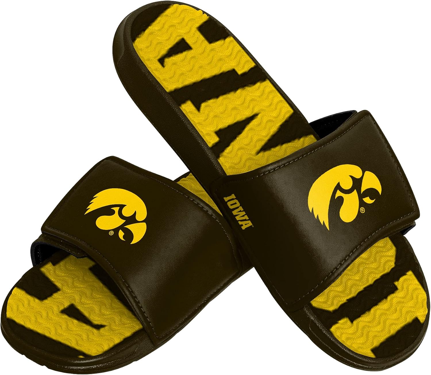 FOCO Iowa Hawkeyes NCAA Mens Gradient Wordmark Gel Slide - S