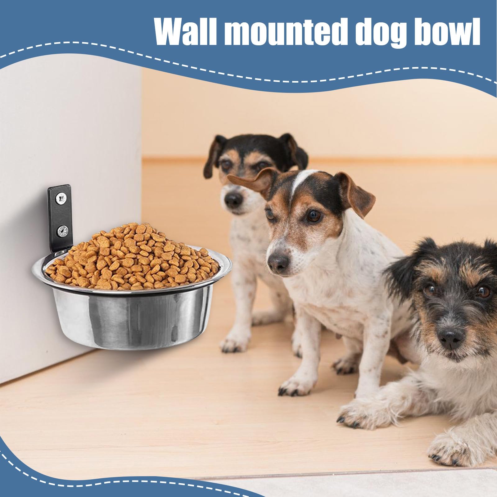 Confezione da 2 ciotole per animali domestici da parete, in acciaio inox, regolabili, per cani e gatti, ciotole rialzate pieghevoli per cibo e acqua per cani, gatti, conigli