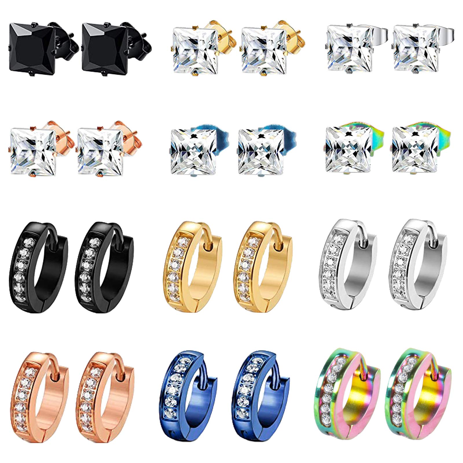 NEWITIN 12 Pairs Clip On Earrings for Women Cute Earrings Crystal Earrings Pearl Earrings Charming Fashion Earrings Non Piercing Clip on Earrings for Girls