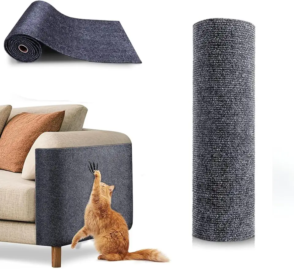 Tapete Arranhador Autoadesivo Premium para Gatos 30x100cm Carpete Resistente Cortável Protetor de Sofá Parede Cama Evita Arranhões Fácil de Aplicar