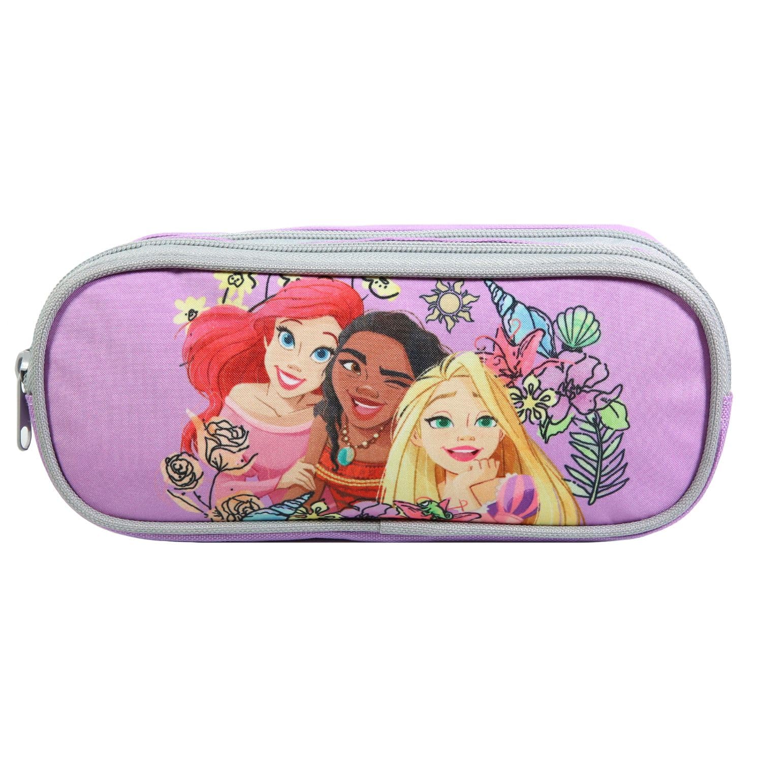 Bagtrotter Trousse Scolaire 2 Compartiments Princesses Violet Fleurs