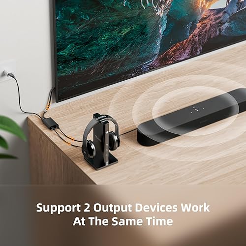 Miniatura 2 de ActualizadoANDTOBO Digital Toslink Fibra óptica Splitter 1 en 2 Salida Cable Adaptador de Audio Mejora de Señal