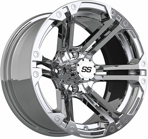 Miniatura 10 de GTW Specter - Rueda de aluminio para carrito de golf de 12 pulgadas de 12 x 7 pulgadas  Plata mecanizada  Patrón de 4 pernos  Desplazamiento 34