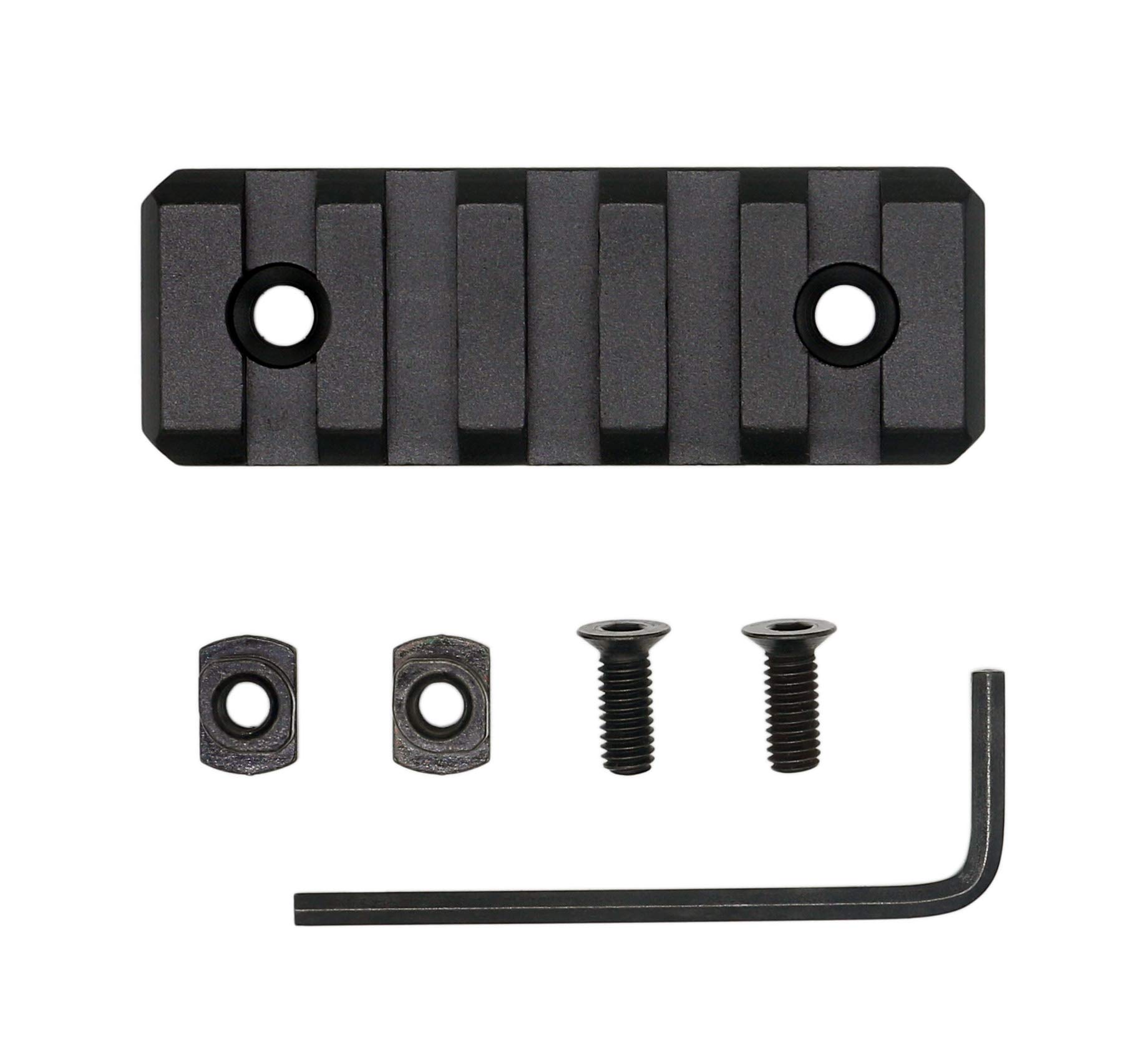 5 Slots Picatinny Weaver Rail Section Aluminum for M-LOK/MLOK Handguards Compatible Systems Mount (1 Pack)