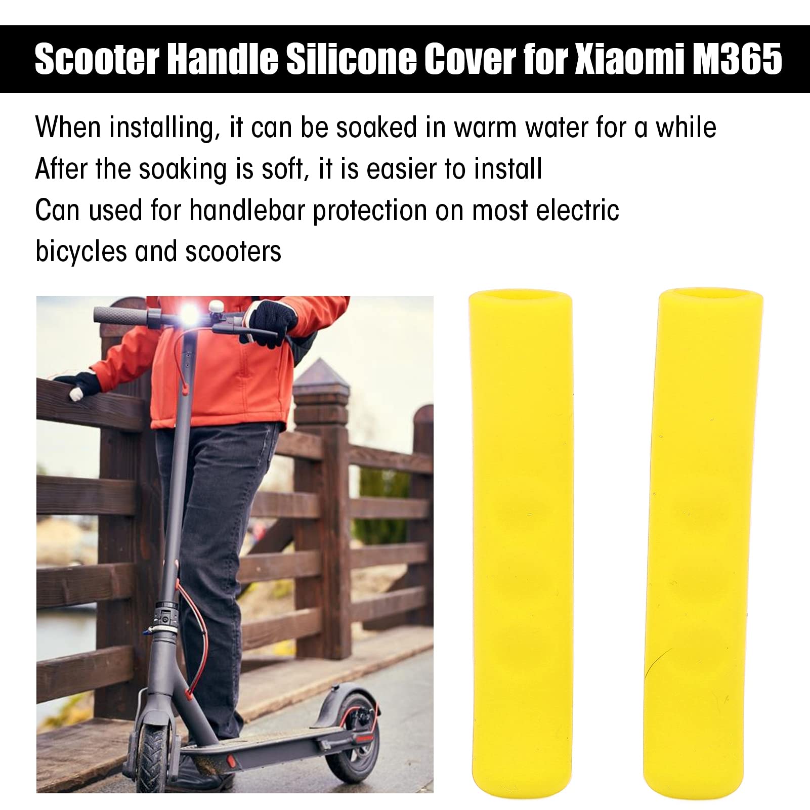 Coperture In Silicone Per Manubrio Di Scooter Elettrico - Set Da 2, Impermeabili E Antigraffio, Compatibili Con ES E MAX (Giallo) - 4